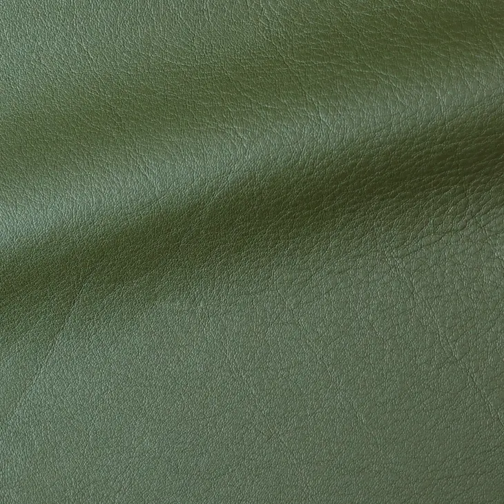 full grain aniline leather olive green