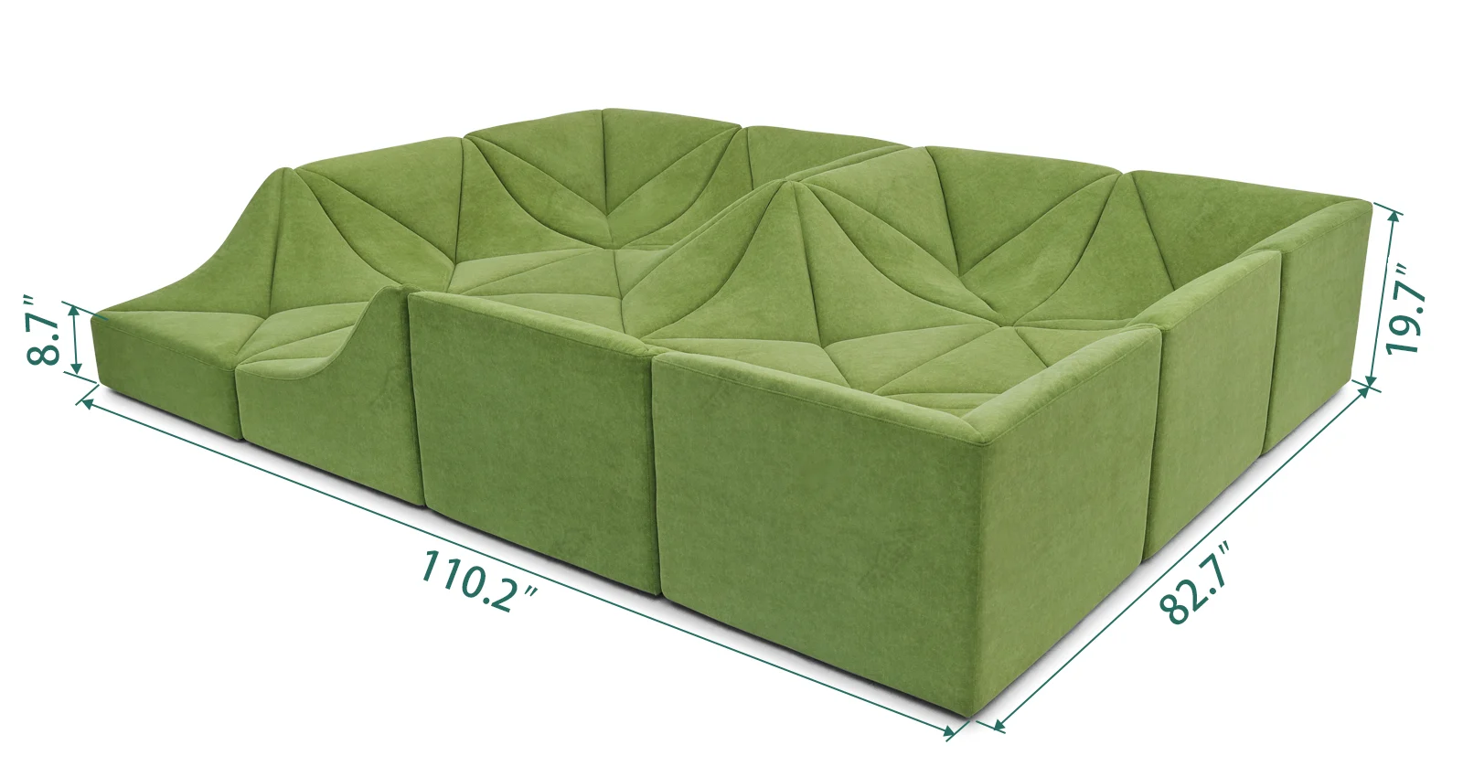 dimension of the dune couch 12 pieces combination
